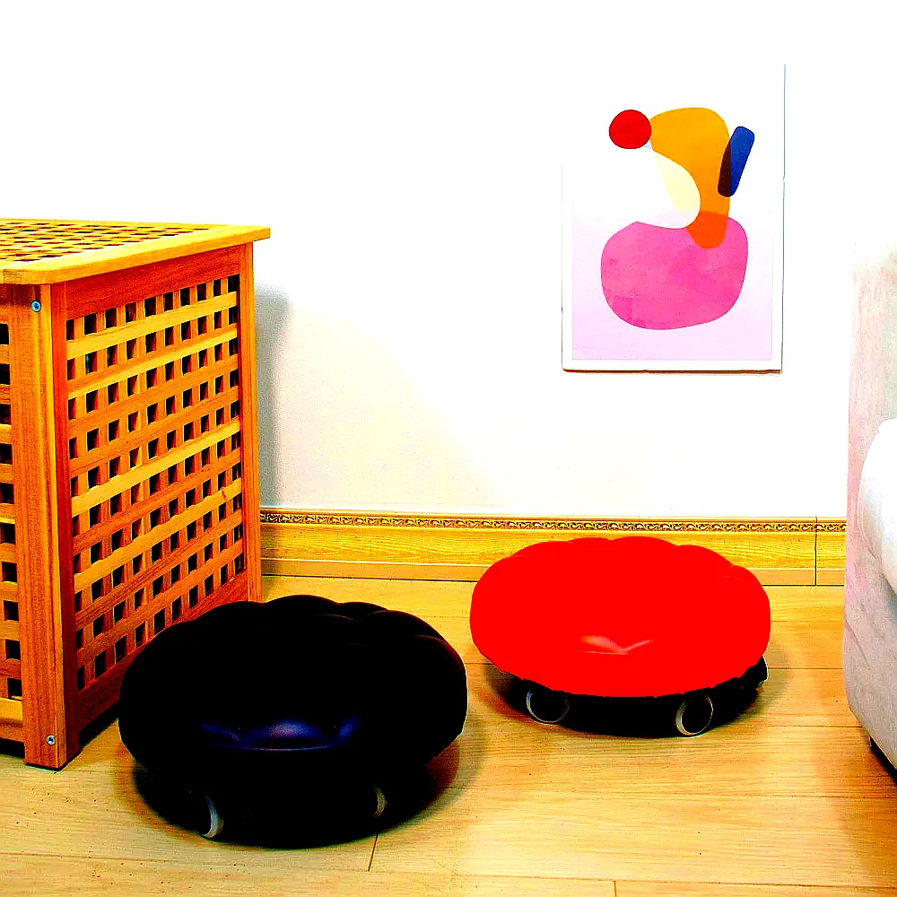 바퀴달린 의자 원형 둥근 작은 낮은 이동식 작업 엠보형 이미지 1