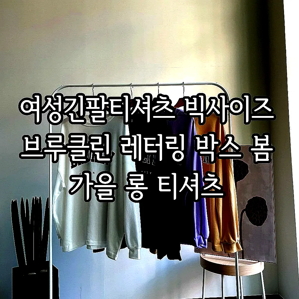 여성긴팔티셔츠 빅사이즈 브루클린 레터링 박스 봄 가을 롱 티셔츠 이미지 1