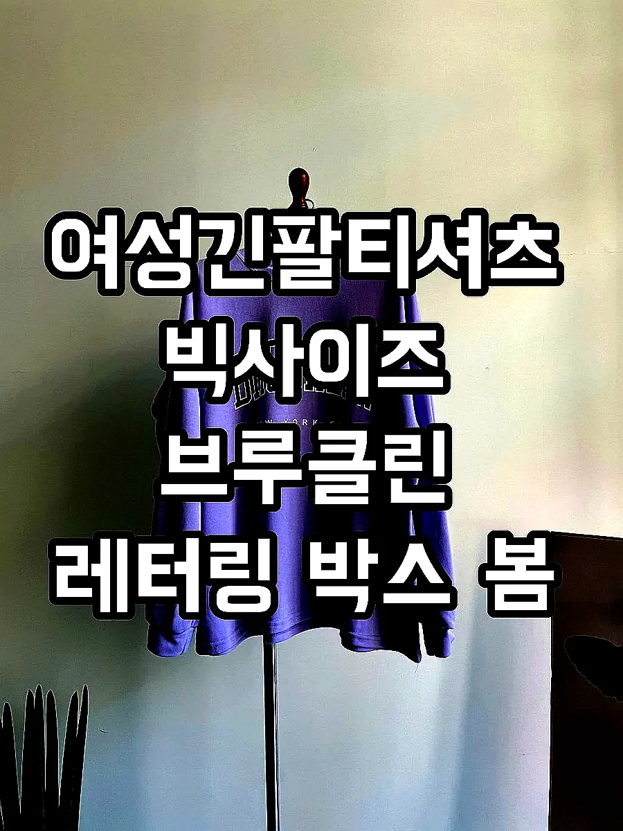 여성긴팔티셔츠 빅사이즈 브루클린 레터링 박스 봄 가을 롱 티셔츠 이미지 6