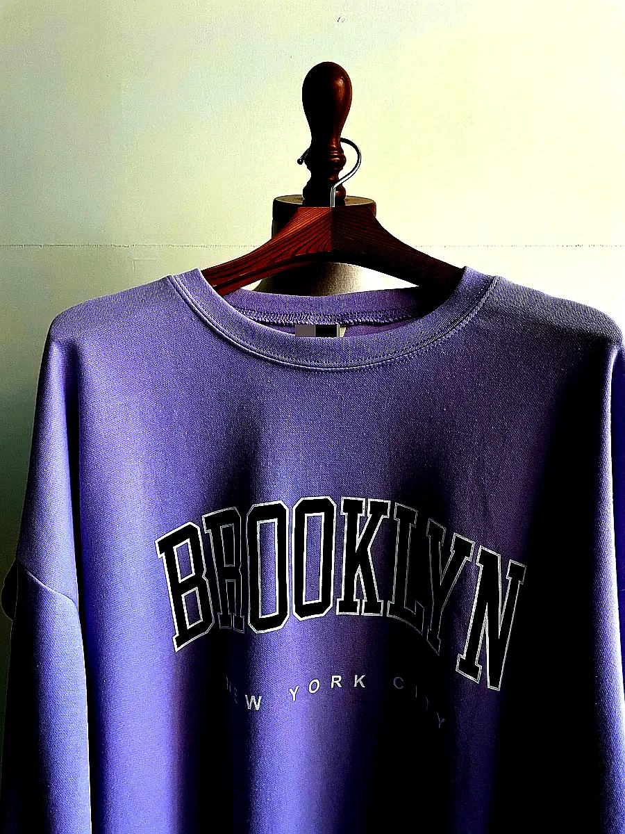 여성긴팔티셔츠 빅사이즈 브루클린 레터링 박스 봄 가을 롱 티셔츠 이미지 7